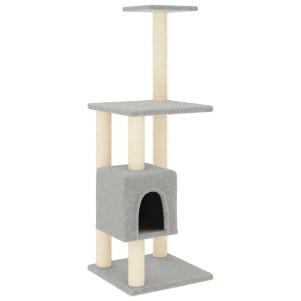vidaXL Cat Tree with Sisal Scratching Posts Light Gray 104 cm