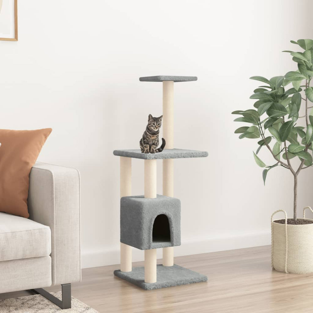 vidaXL Cat Tree with Sisal Scratching Posts Light Gray 104 cm