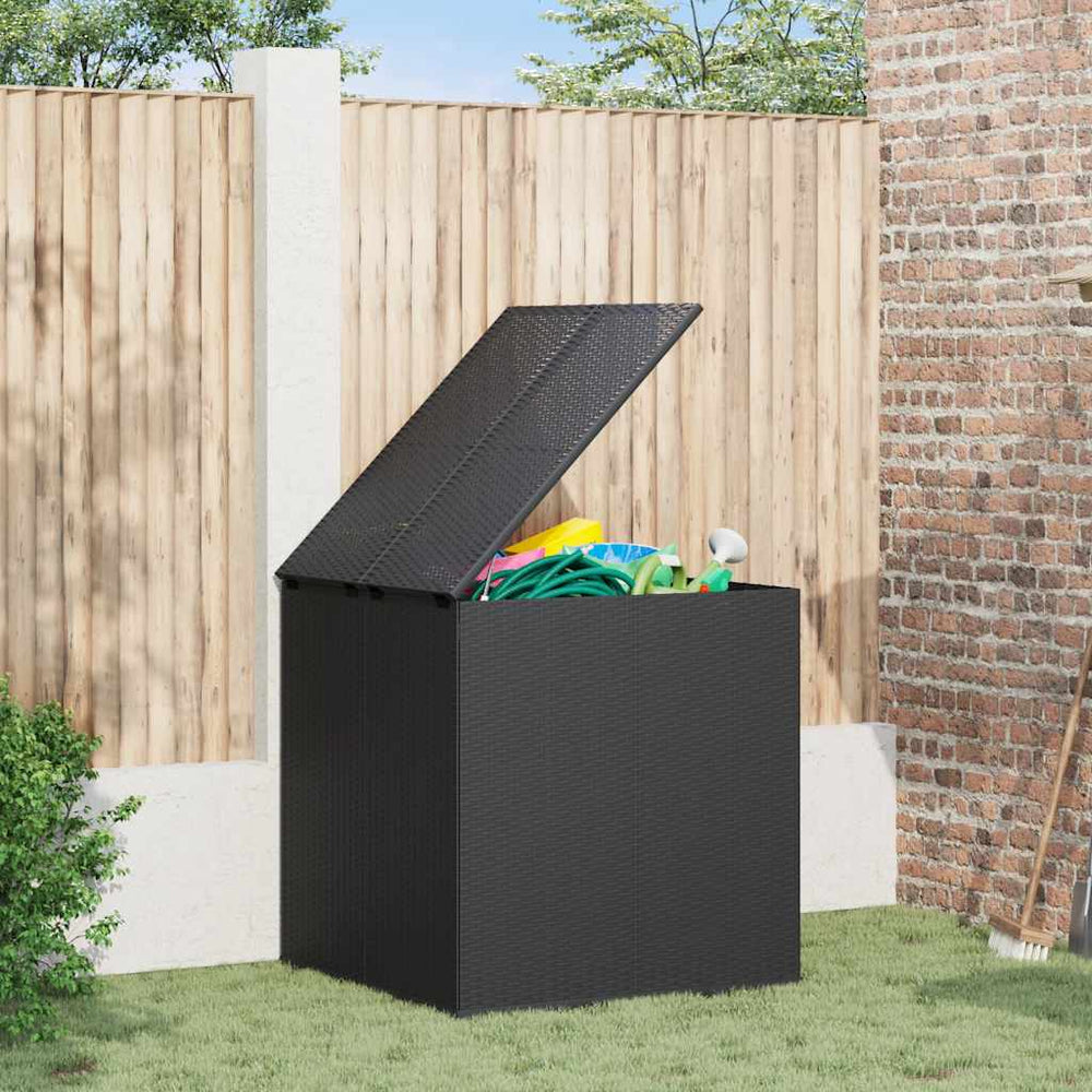 vidaXL Garden Storage Box PE Rattan 100x97.5x104 cm Black