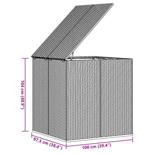 vidaXL Garden Cushion Box PE Rattan 100x97.5x104 cm Grey