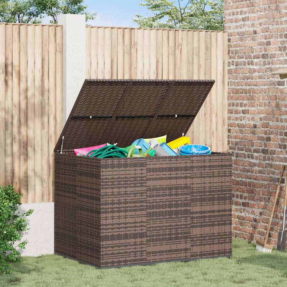 vidaXL Garden Cushion Storage Box PE Rattan 145x100x103 cm Brown