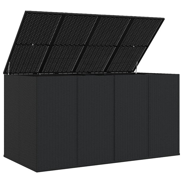 vidaXL Garden Cushion Box PE Rattan 194x100x103 cm Black