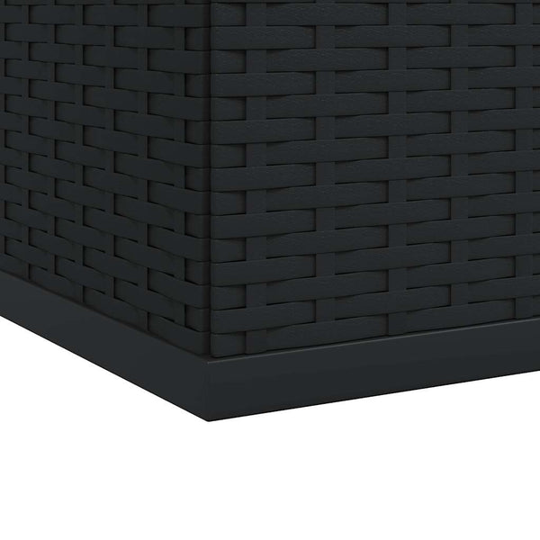 vidaXL Garden Cushion Box PE Rattan 194x100x103 cm Black
