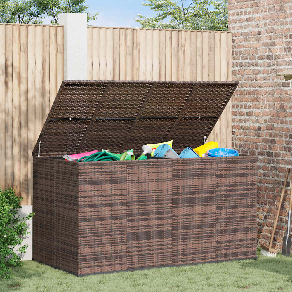 vidaXL Garden Cushion Box PE Rattan 194x100x103 cm Brown