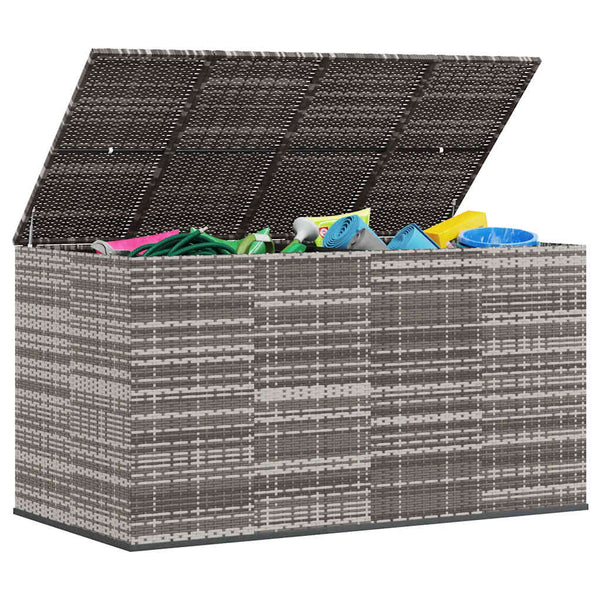vidaXL Garden Storage Box PE Rattan 194x100x103 cm Grey