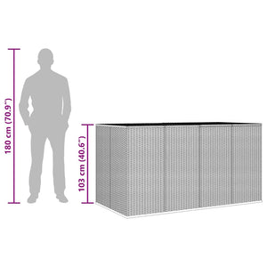 vidaXL Garden Storage Box PE Rattan 194x100x103 cm Grey