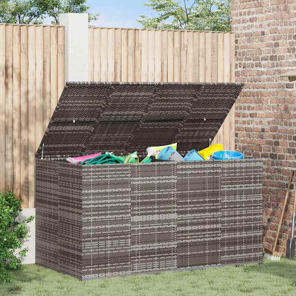 vidaXL Garden Storage Box PE Rattan 194x100x103 cm Grey