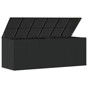 vidaXL Garden Cushion Box PE Rattan 291x100.5x104 cm Black