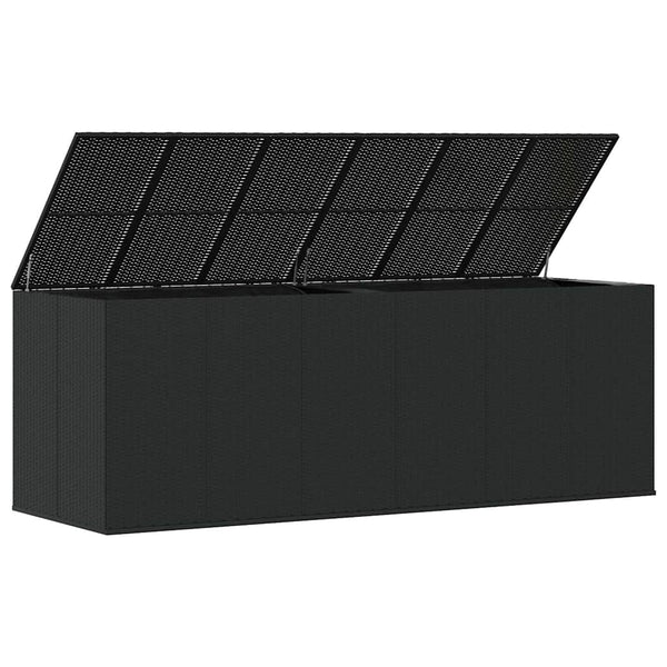 vidaXL Garden Cushion Box PE Rattan 291x100.5x104 cm Black