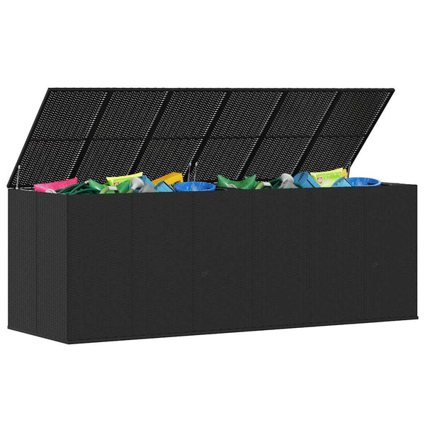 vidaXL Garden Cushion Box PE Rattan 291x100.5x104 cm Black