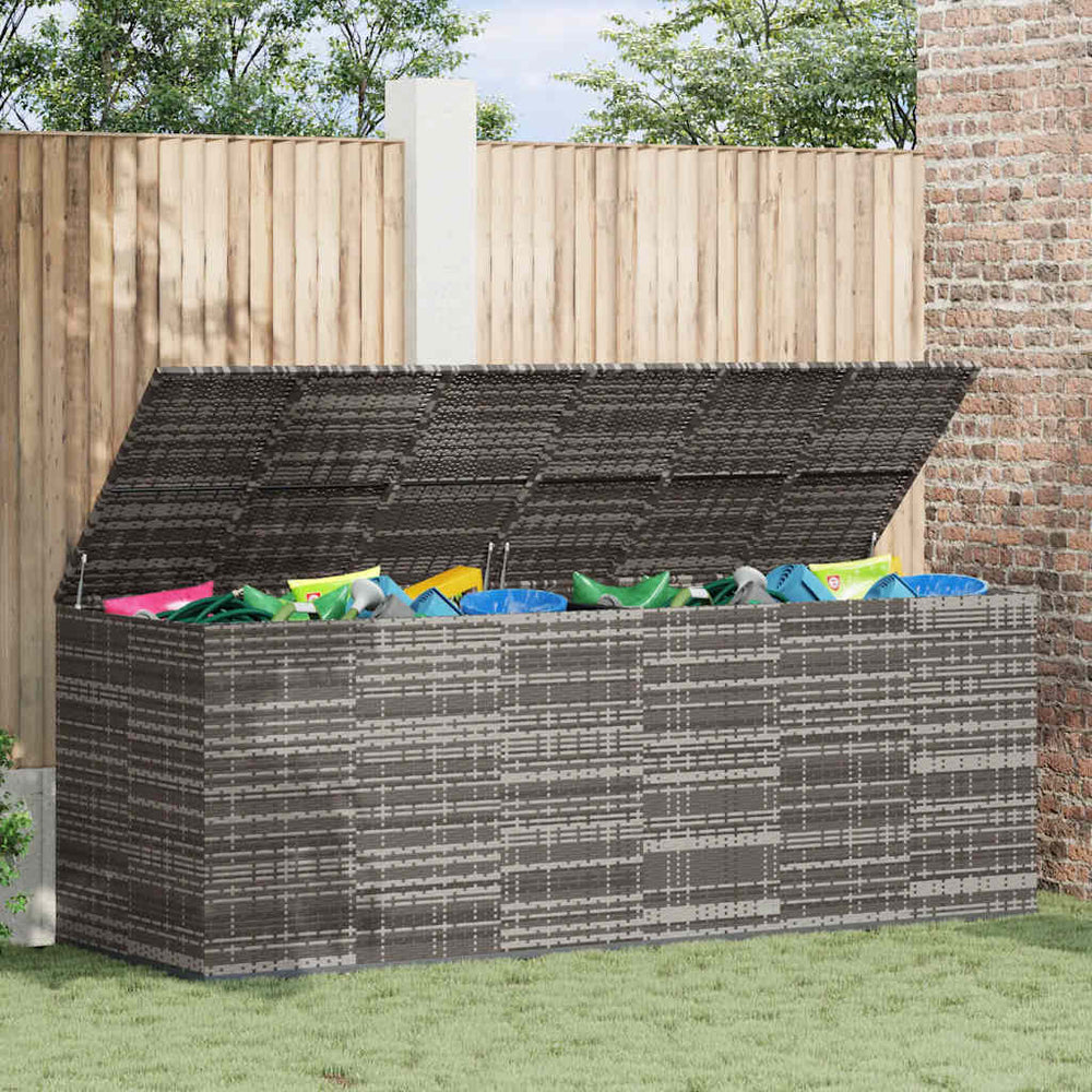 vidaXL Garden Cushion Box PE Rattan 291x100.5x104 cm Grey