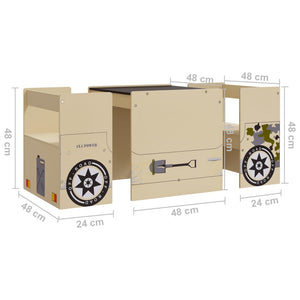 vidaXL 3-Piece Kids' Table and Chair Set Off-Road Vehicle Design MDF