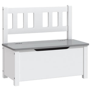 vidaXL Children's Bench with Storage White and Grey 60x30x55 cm MDF