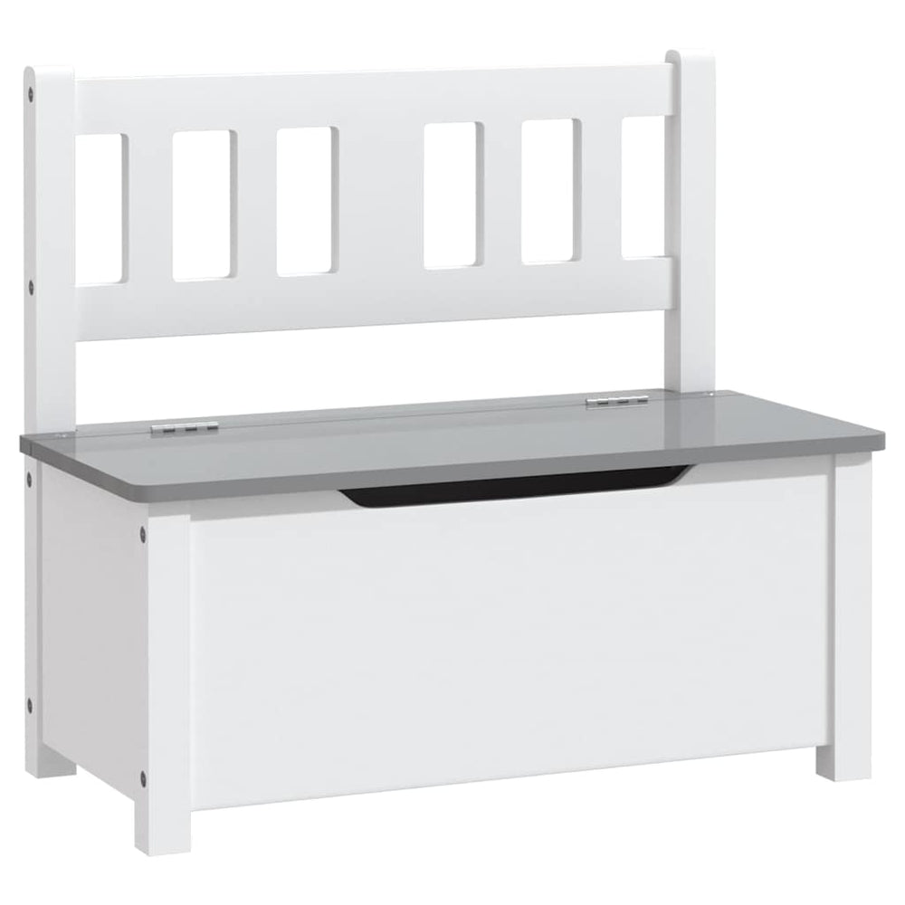 vidaXL Children's Bench with Storage White and Grey 60x30x55 cm MDF