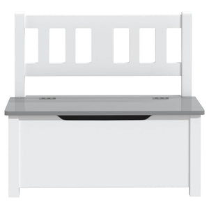 vidaXL Children's Bench with Storage White and Grey 60x30x55 cm MDF