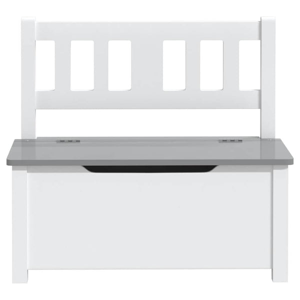 vidaXL Children's Bench with Storage White and Grey 60x30x55 cm MDF