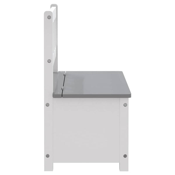 vidaXL Children's Bench with Storage White and Grey 60x30x55 cm MDF