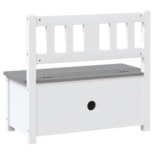vidaXL Children's Bench with Storage White and Grey 60x30x55 cm MDF