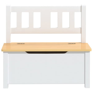 vidaXL Kids Bench with Storage White and Beige 60x30x55 cm MDF