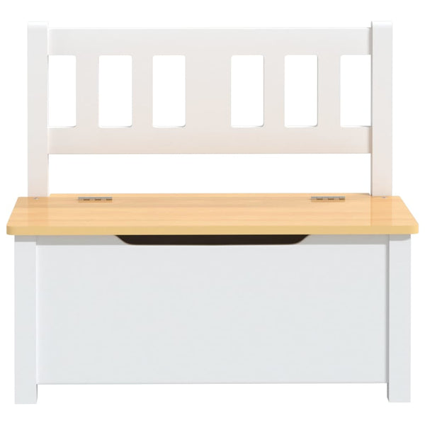 vidaXL Kids Bench with Storage White and Beige 60x30x55 cm MDF