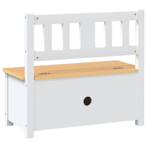vidaXL Kids Bench with Storage White and Beige 60x30x55 cm MDF