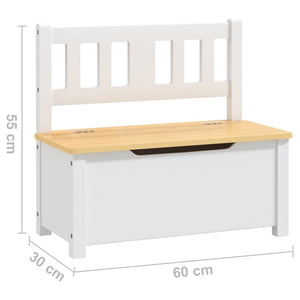 vidaXL Kids Bench with Storage White and Beige 60x30x55 cm MDF