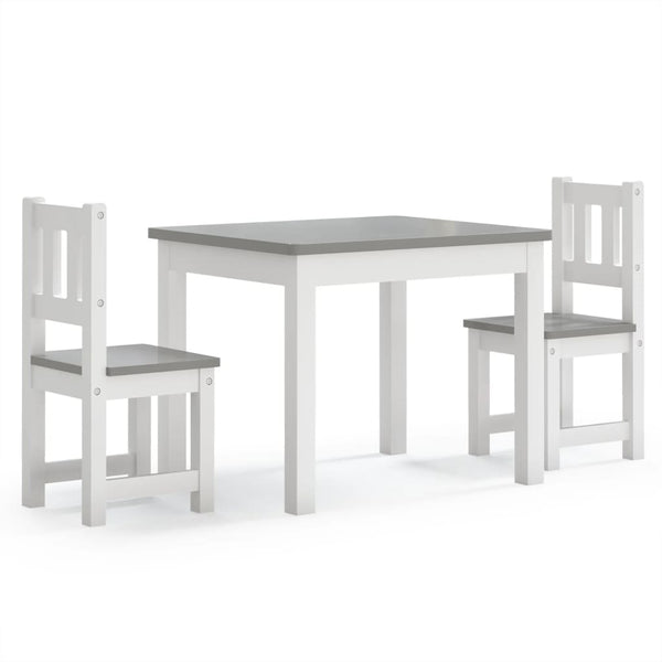 vidaXL 3-Piece Kids' Seating Set White and Grey MDF