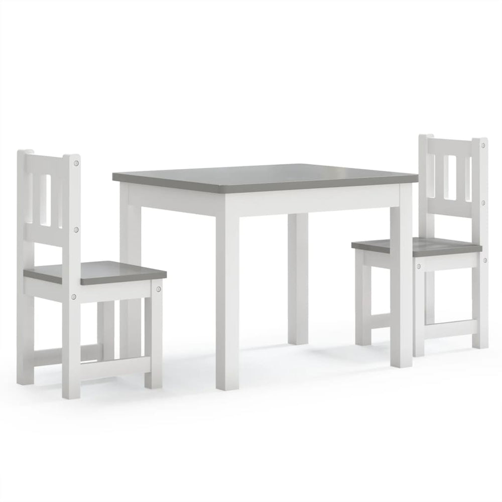 vidaXL 3-Piece Kids' Seating Set White and Grey MDF