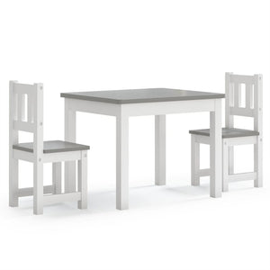 vidaXL 3-Piece Kids' Seating Set White and Grey MDF