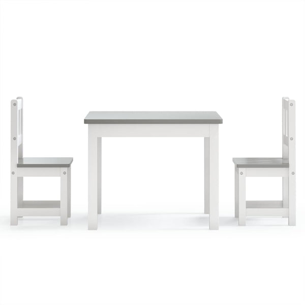 vidaXL 3-Piece Kids' Seating Set White and Grey MDF