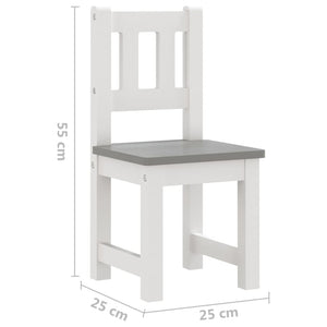 vidaXL 3-Piece Kids' Seating Set White and Grey MDF