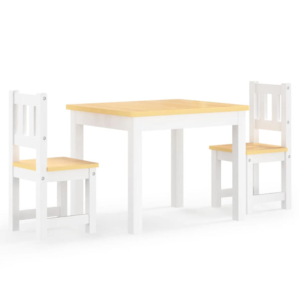 vidaXL 3-Piece Kids' Seating Set White and Beige MDF