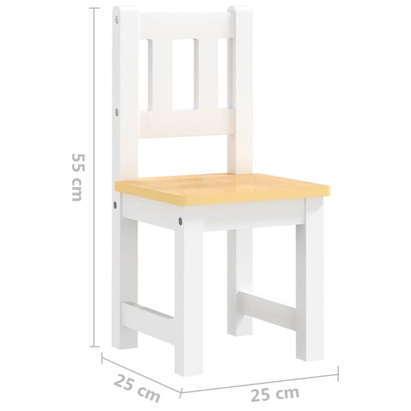vidaXL 3-Piece Kids' Seating Set White and Beige MDF