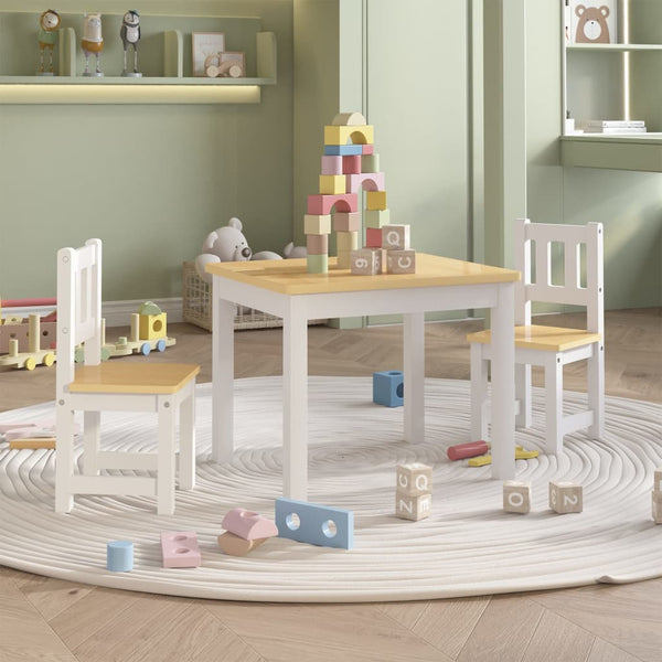 vidaXL 3-Piece Kids' Seating Set White and Beige MDF