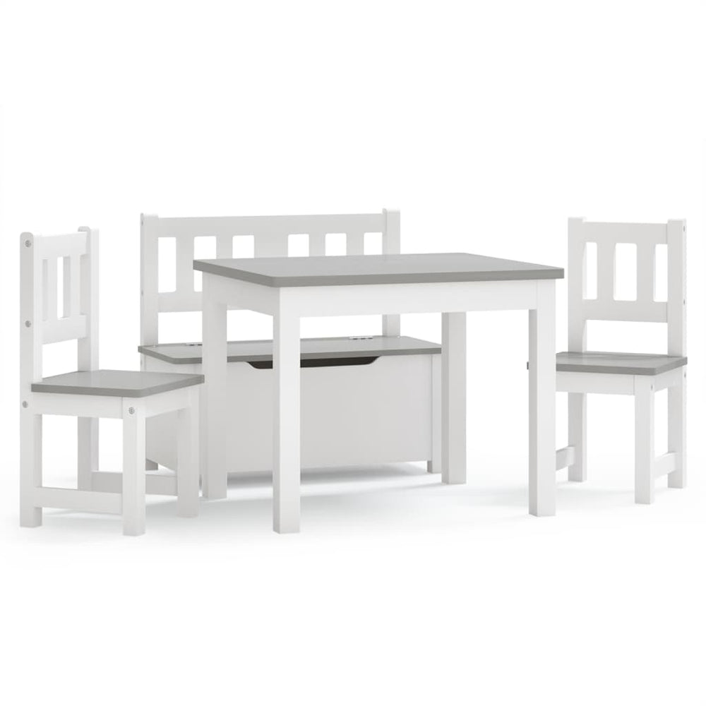 vidaXL 4-Piece Kids' Seating Set White and Grey MDF