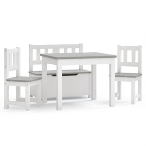 vidaXL 4-Piece Kids' Seating Set White and Grey MDF