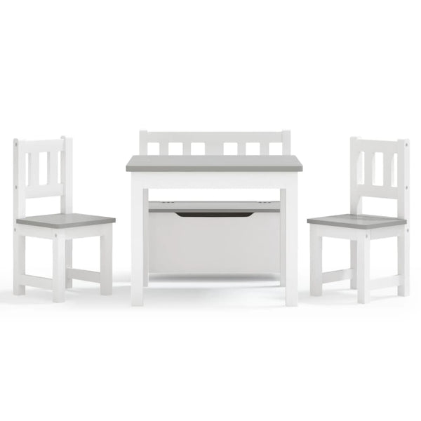 vidaXL 4-Piece Kids' Seating Set White and Grey MDF