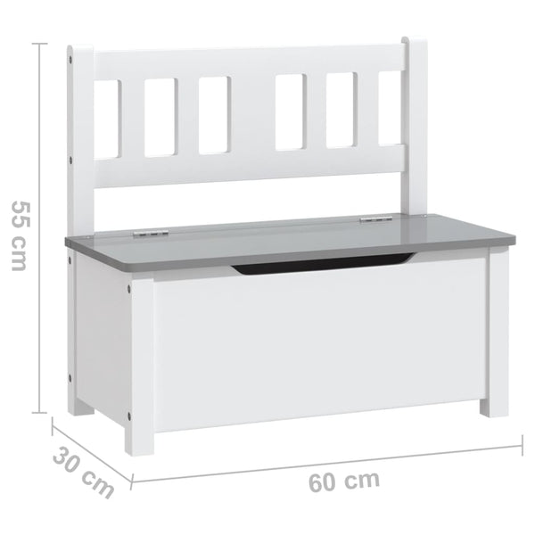 vidaXL 4-Piece Kids' Seating Set White and Grey MDF