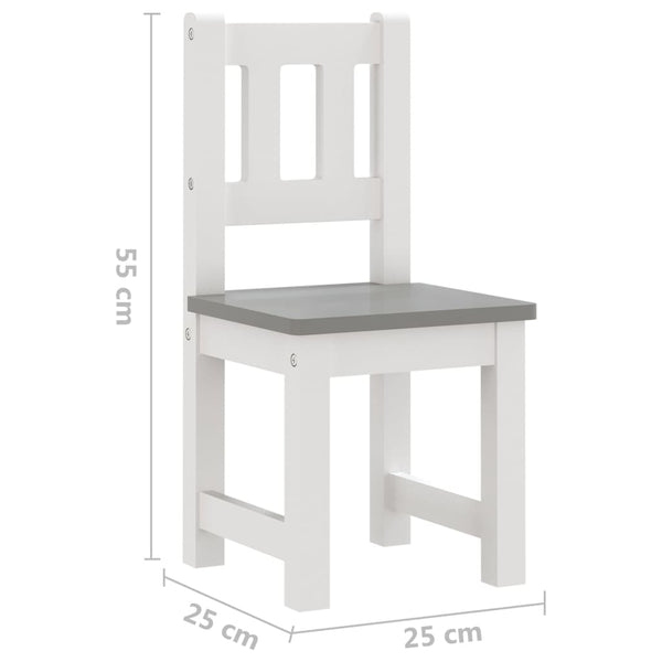 vidaXL 4-Piece Kids' Seating Set White and Grey MDF