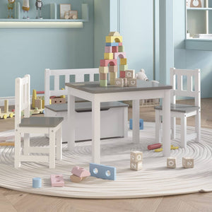 vidaXL 4-Piece Kids' Seating Set White and Grey MDF