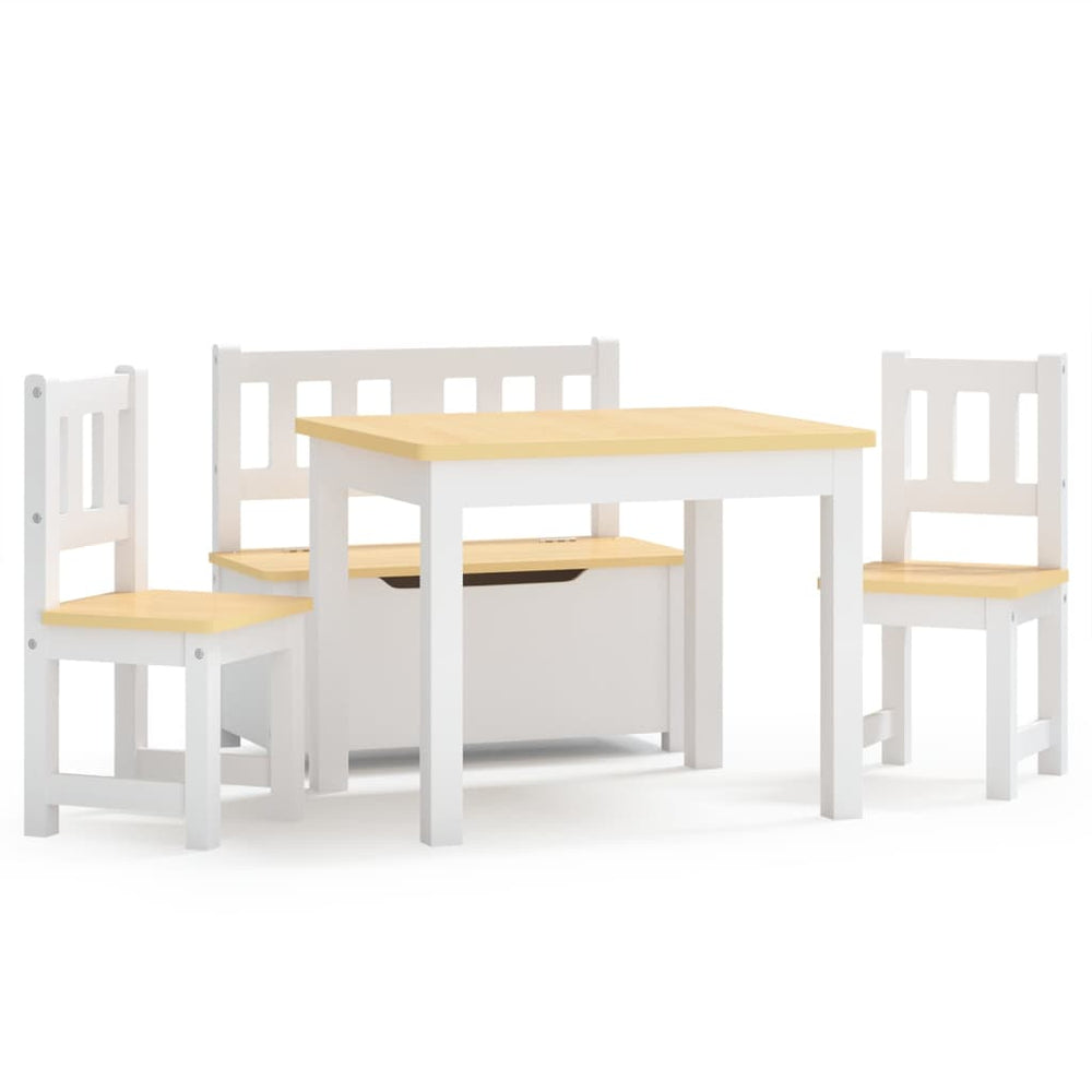 vidaXL 4-Piece Kids' Seating Set White and Beige MDF