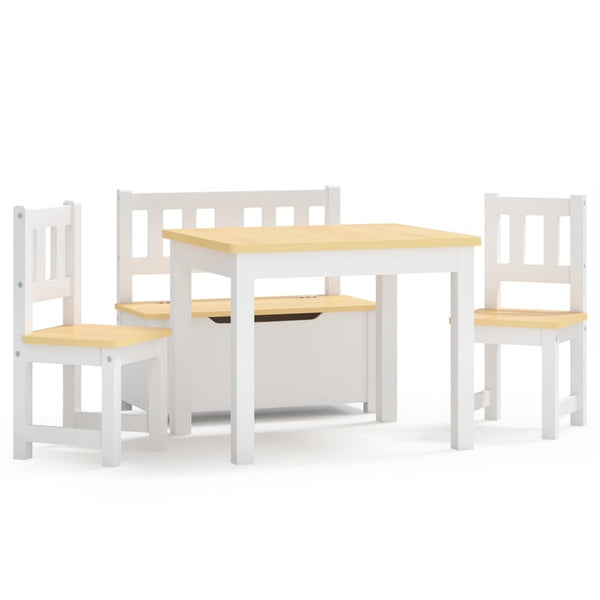 vidaXL 4-Piece Kids' Seating Set White and Beige MDF