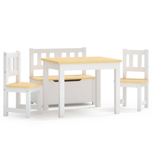 vidaXL 4-Piece Kids' Seating Set White and Beige MDF