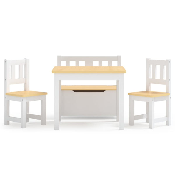 vidaXL 4-Piece Kids' Seating Set White and Beige MDF