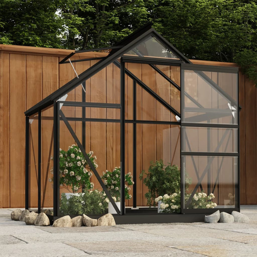 vidaXL Glass Greenhouse Anthracite 155x103x191 cm Aluminum