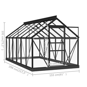 vidaXL Glass Greenhouse Anthracite 155x298x191 cm Aluminum
