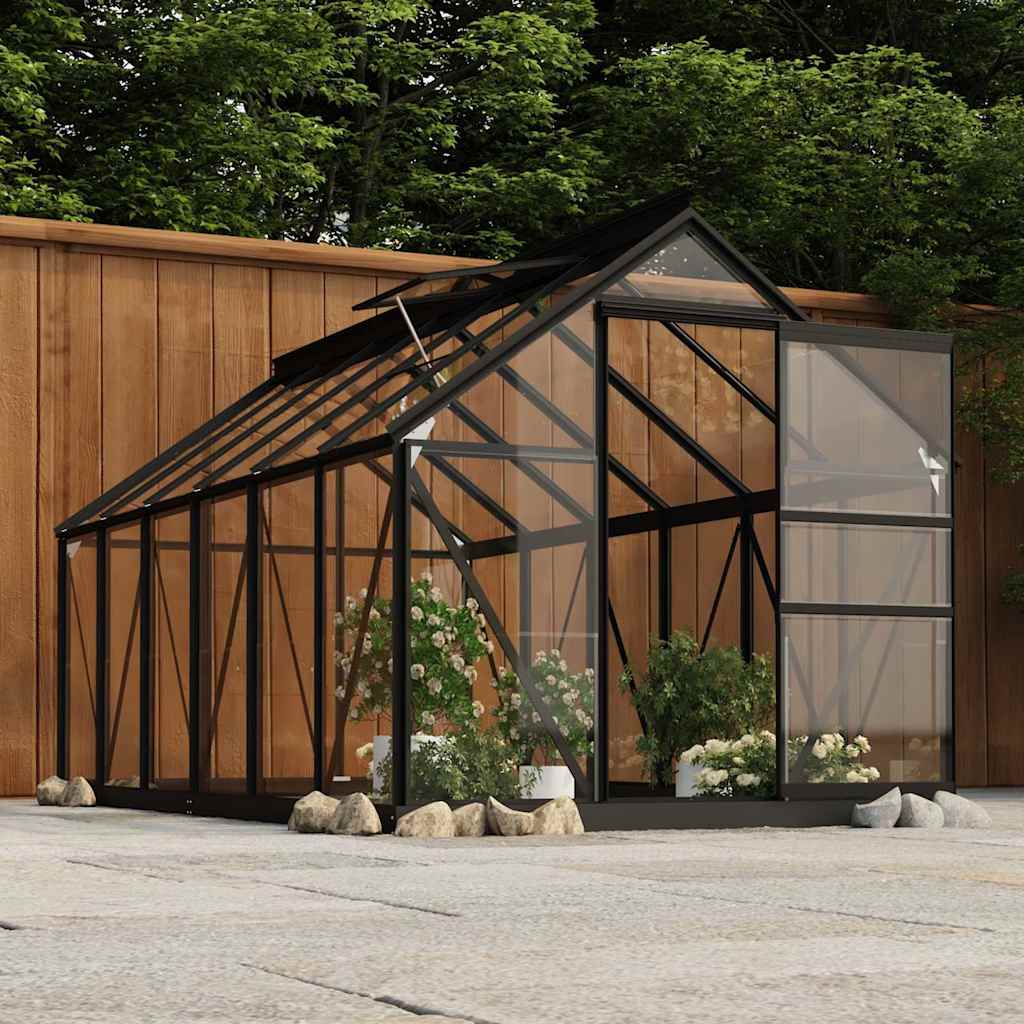 vidaXL Glass Greenhouse Anthracite 155x298x191 cm Aluminum