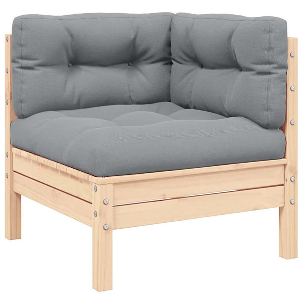 vidaXL Garden Corner Sofa with Cushions Grey Solid Pine Wood