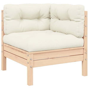 vidaXL Garden Corner Sofa with Cushions Cream Solid Pine Wood