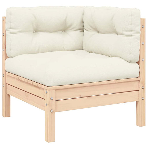 vidaXL Garden Corner Sofa with Cushions Cream Solid Pine Wood